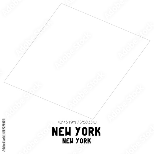 New York New York. US street map with black and white lines.