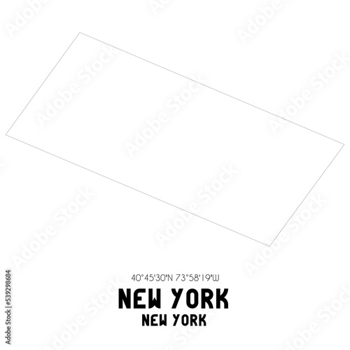 New York New York. US street map with black and white lines.