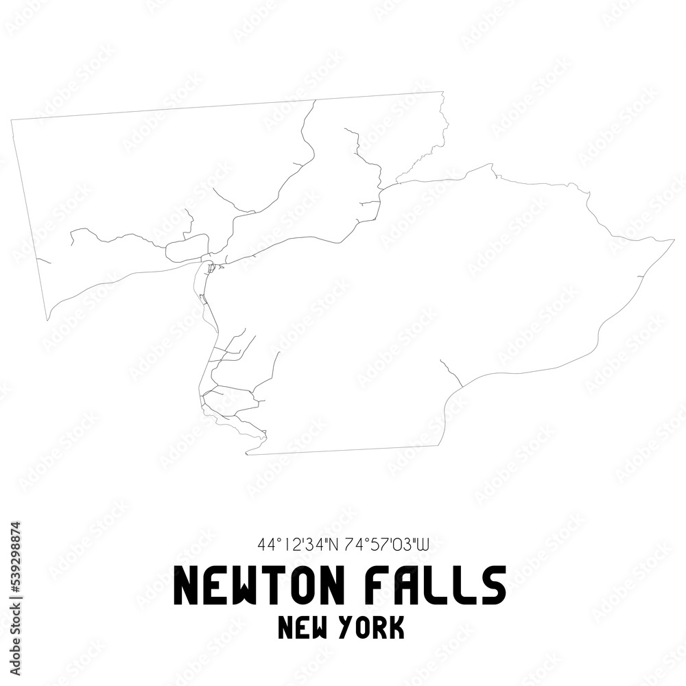 Newton Falls New York. US street map with black and white lines. Newton Falls New York. US street map with black and white lines.