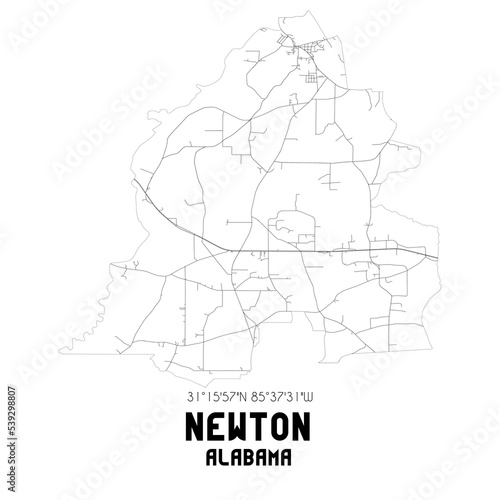 Newton Alabama. US street map with black and white lines.