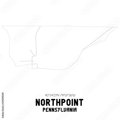 Northpoint Pennsylvania. US street map with black and white lines.