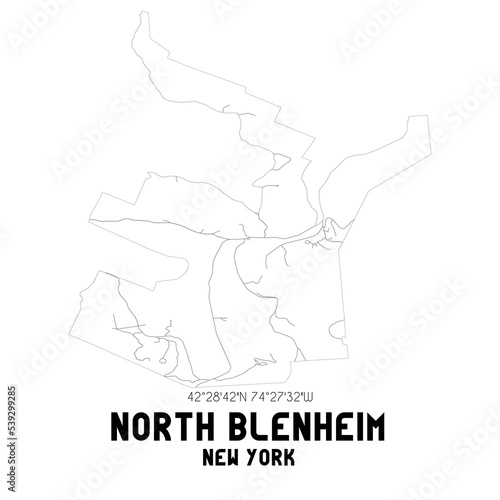 North Blenheim New York. US street map with black and white lines.