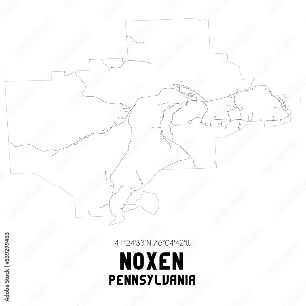 Noxen Pennsylvania. US street map with black and white lines.