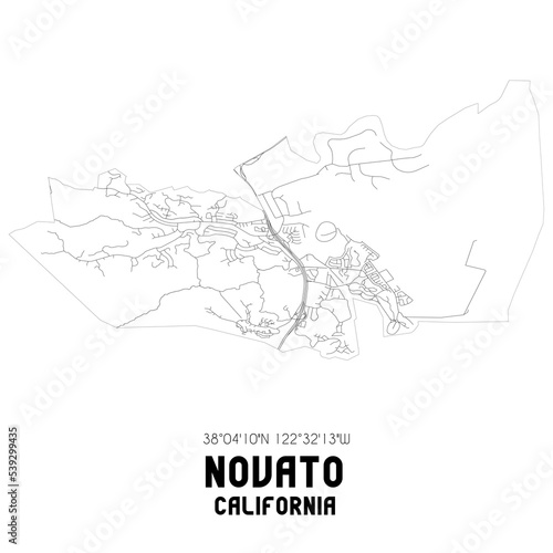 Novato California. US street map with black and white lines. photo