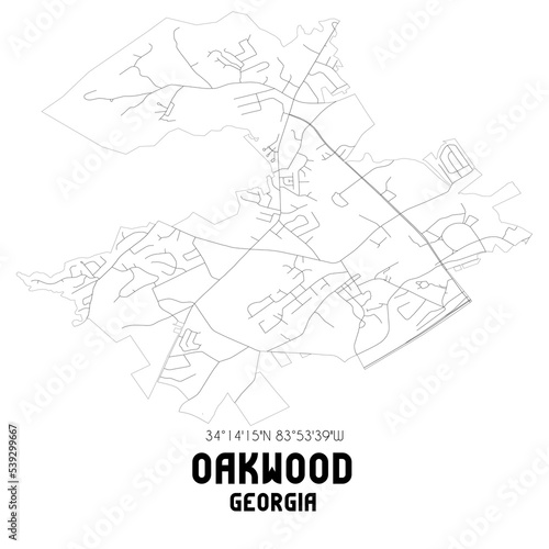 Oakwood Georgia. US street map with black and white lines.