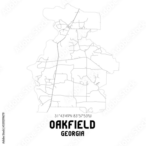 Oakfield Georgia. US street map with black and white lines. photo