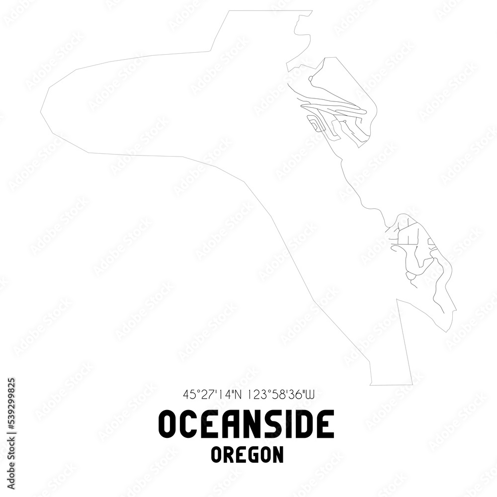 Oceanside Oregon. US street map with black and white lines. Oceanside Oregon. US street map with black and white lines.