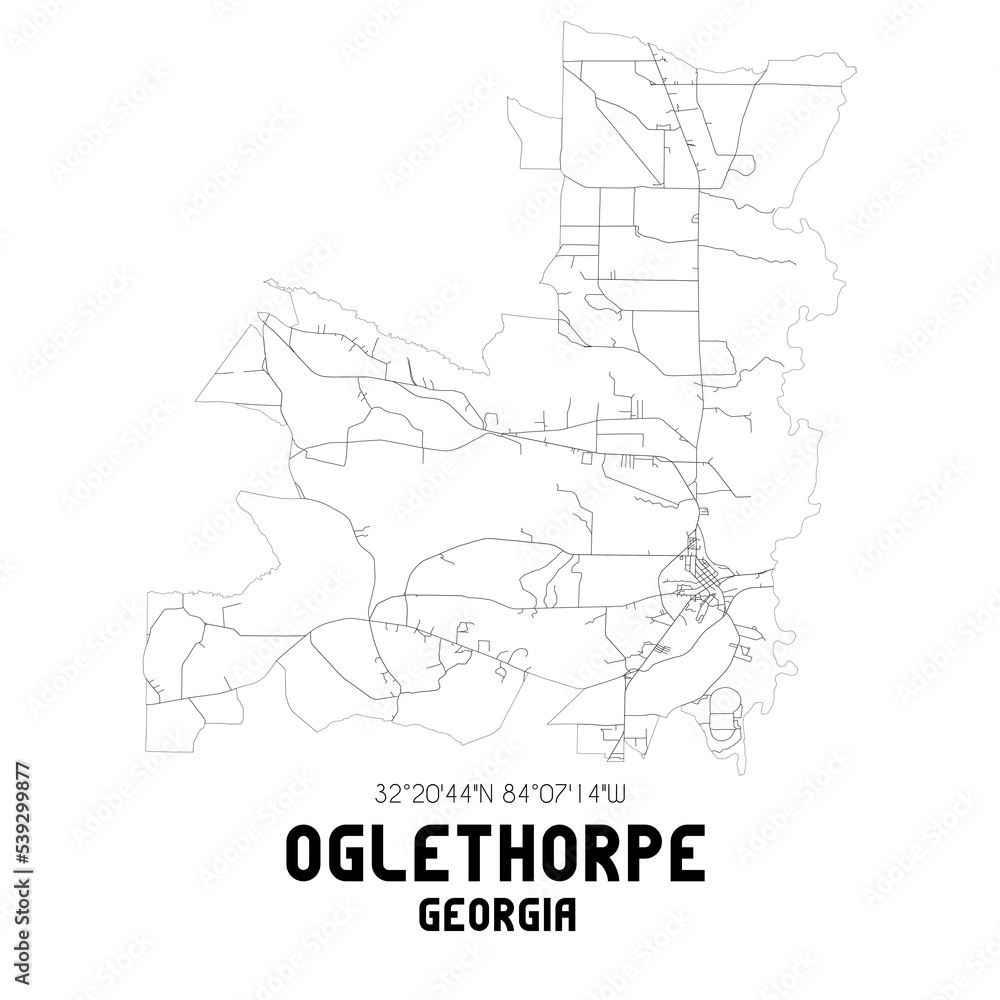 Oglethorpe Georgia. US street map with black and white lines. Oglethorpe Georgia. US street map with black and white lines.