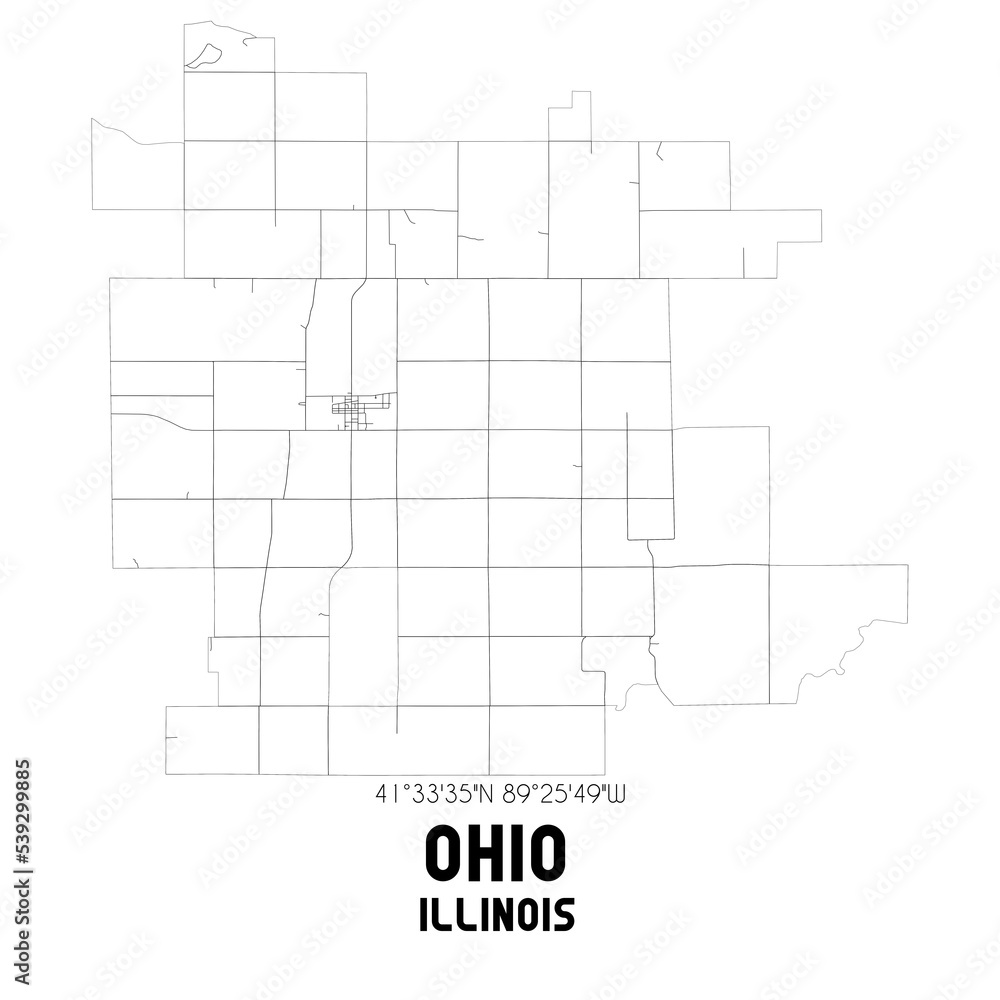 Obraz premium Ohio Illinois. US street map with black and white lines.