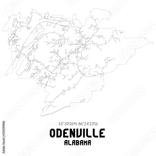 Odenville Alabama. US street map with black and white lines.