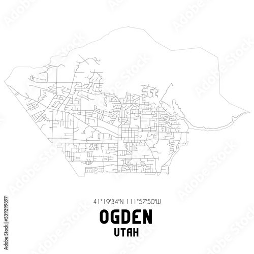 Ogden Utah. US street map with black and white lines. photo
