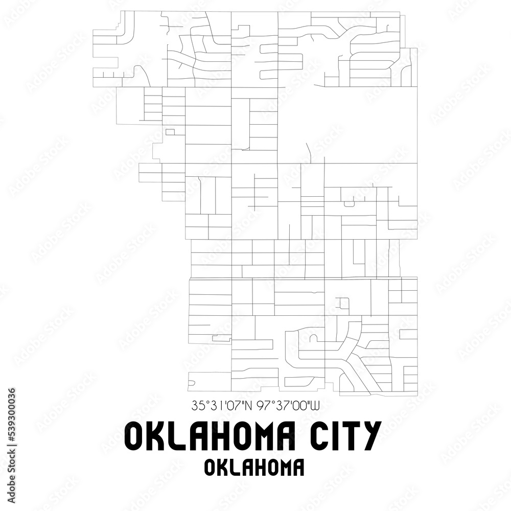 Oklahoma City Oklahoma. US street map with black and white lines. Oklahoma City Oklahoma. US street map with black and white lines.