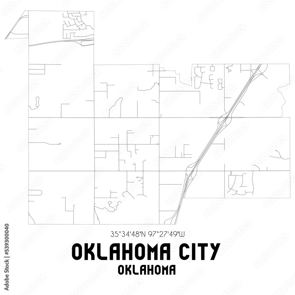 Oklahoma City Oklahoma. US street map with black and white lines. Oklahoma City Oklahoma. US street map with black and white lines.