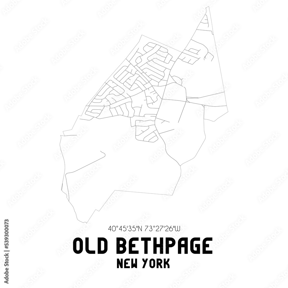 Old Bethpage New York. US street map with black and white lines. Old Bethpage New York. US street map with black and white lines.