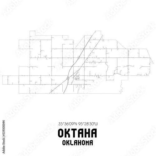 Oktaha Oklahoma. US street map with black and white lines.