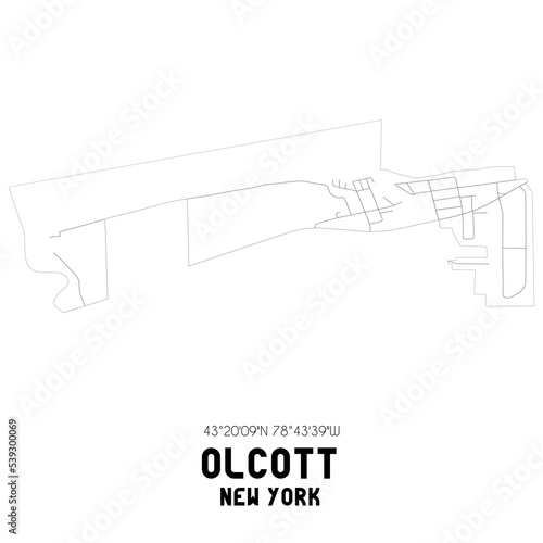 Olcott New York. US street map with black and white lines. photo
