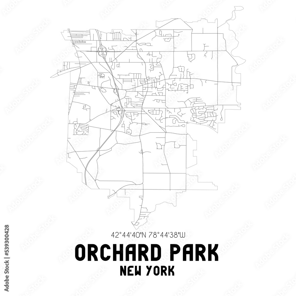 Orchard Park New York. US street map with black and white lines. Orchard Park New York. US street map with black and white lines.
