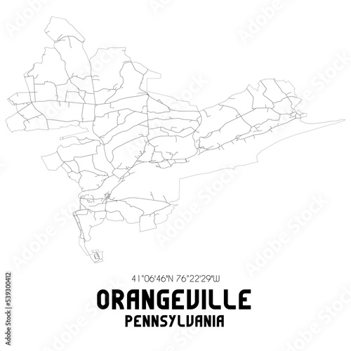 Orangeville Pennsylvania. US street map with black and white lines.