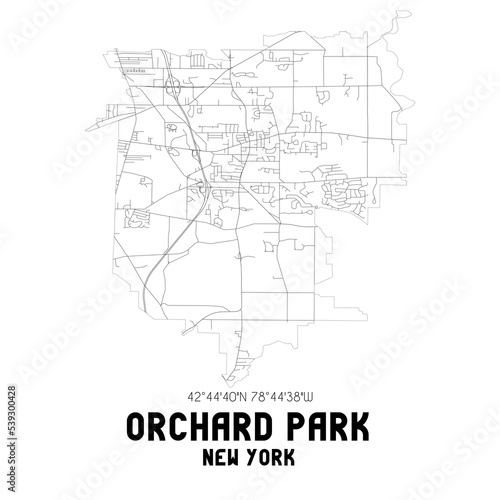 Fototapeta Naklejka Na Ścianę i Meble -  Orchard Park New York. US street map with black and white lines.