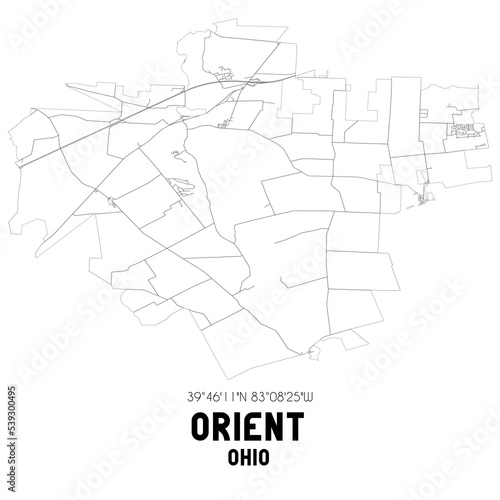 Orient Ohio. US street map with black and white lines. photo