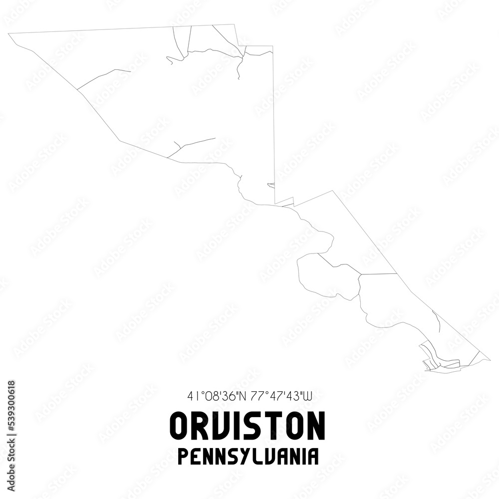 Orviston Pennsylvania. US street map with black and white lines.