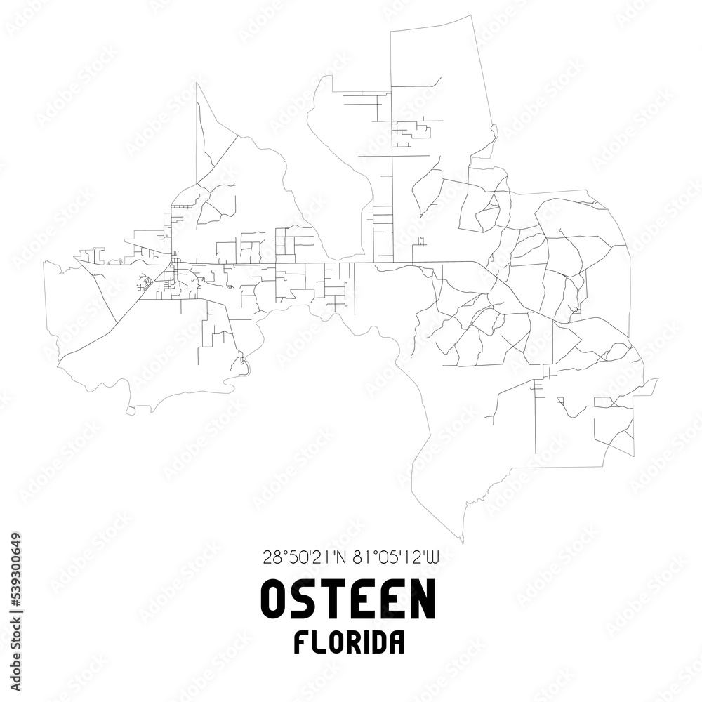 Osteen Florida. US street map with black and white lines. Osteen Florida. US street map with black and white lines.