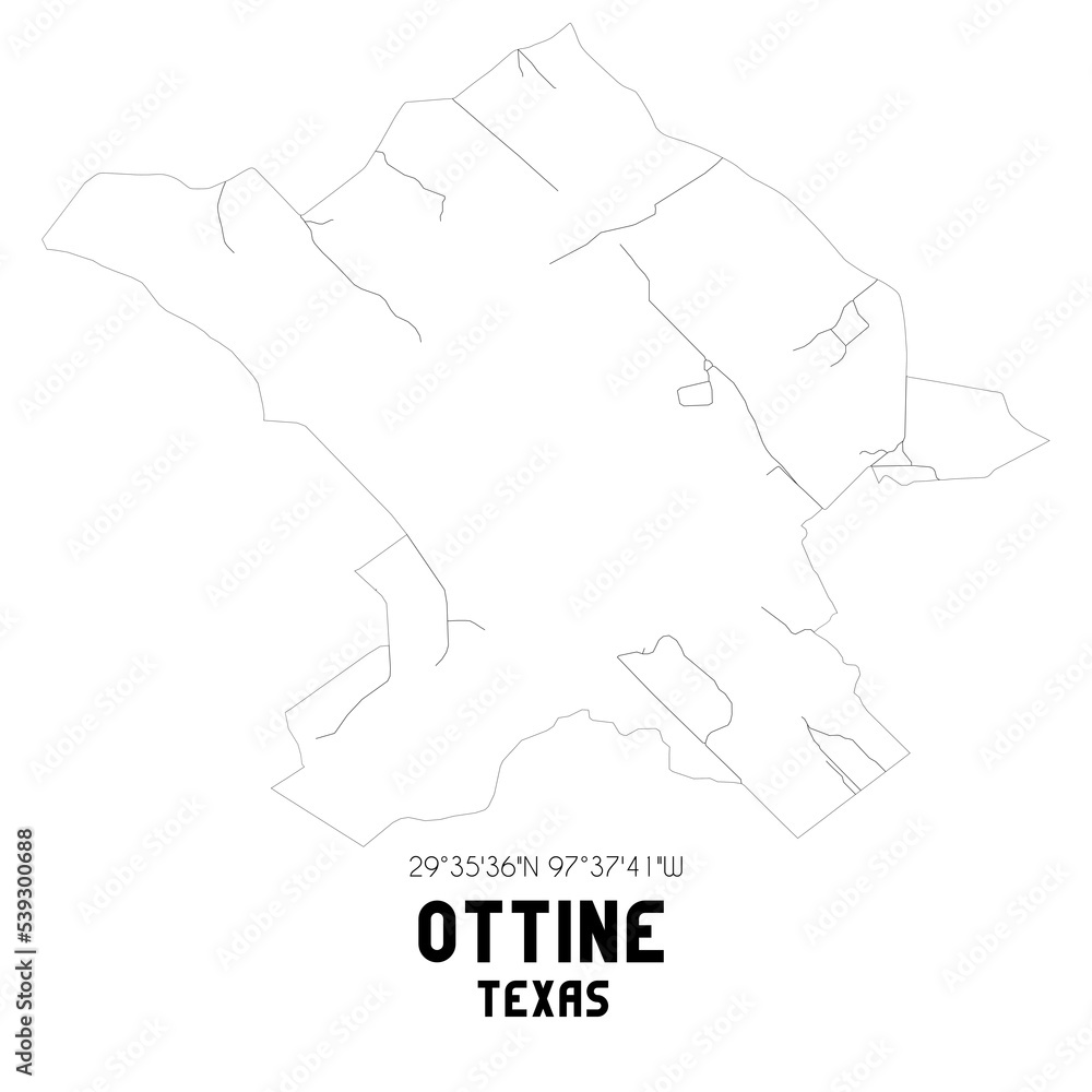 Ottine Texas. US street map with black and white lines. Ottine Texas. US street map with black and white lines.