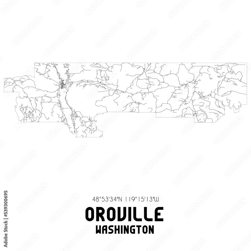 Oroville Washington. US street map with black and white lines. Oroville Washington. US street map with black and white lines.