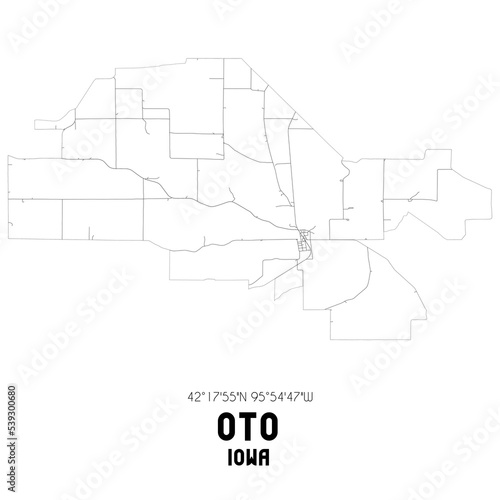Oto Iowa. US street map with black and white lines. photo