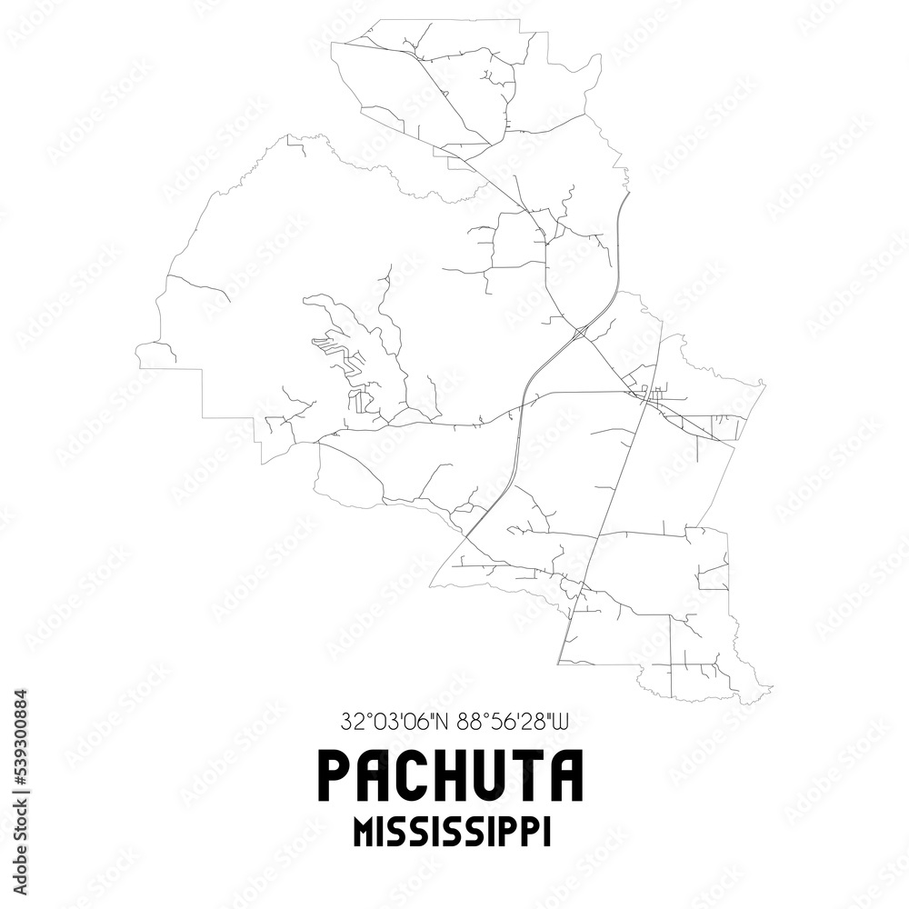 Pachuta Mississippi. US street map with black and white lines. Pachuta Mississippi. US street map with black and white lines.