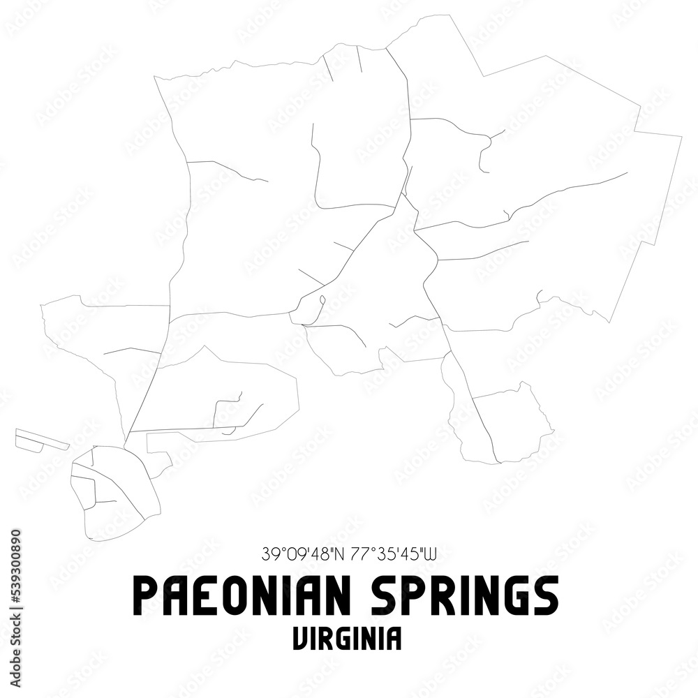 Paeonian Springs Virginia. US street map with black and white lines. Paeonian Springs Virginia. US street map with black and white lines.