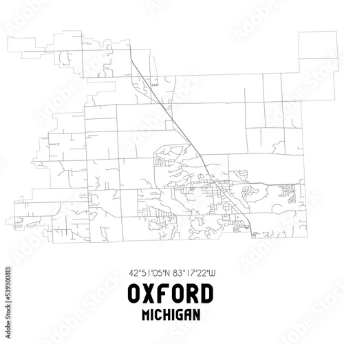 Oxford Michigan. US street map with black and white lines. photo