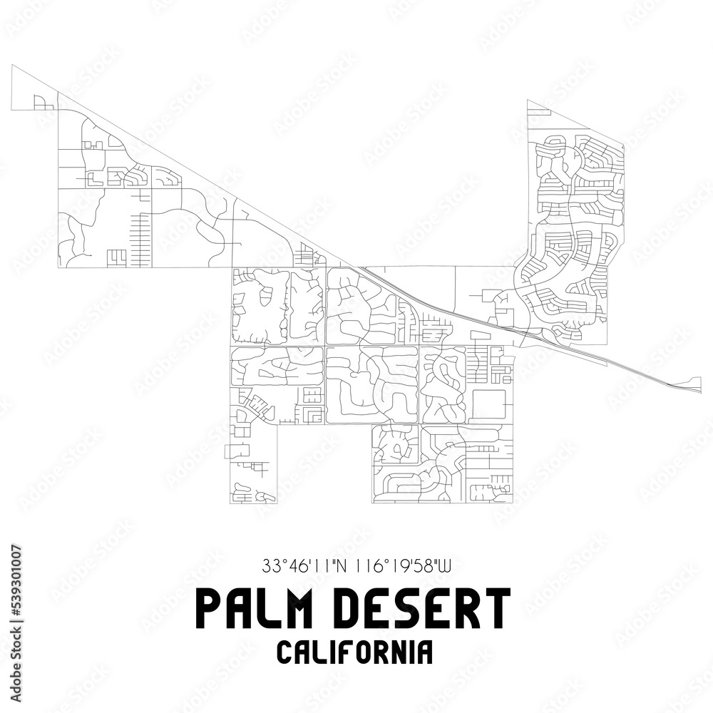 Palm Desert California. US street map with black and white lines. Palm Desert California. US street map with black and white lines.