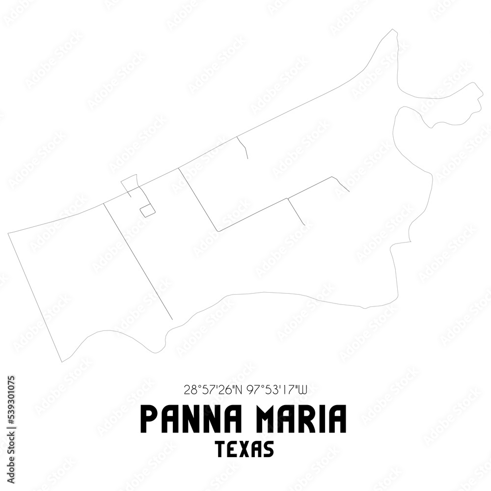 Panna Maria Texas. US street map with black and white lines. Panna Maria Texas. US street map with black and white lines.