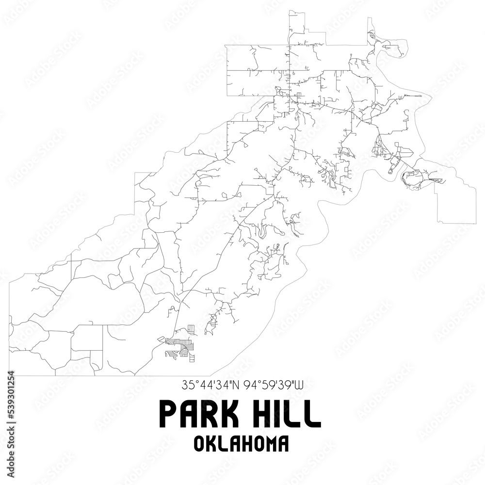 Park Hill Oklahoma. US street map with black and white lines. Park Hill Oklahoma. US street map with black and white lines.