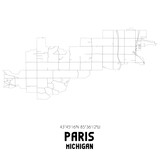 Paris Michigan. US street map with black and white lines.