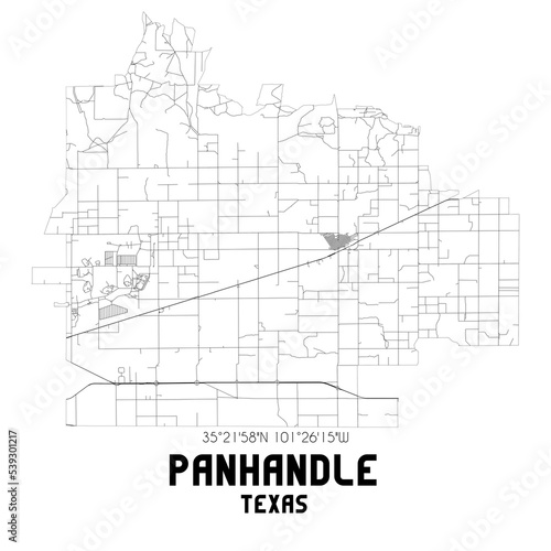 Tableau sur toile Panhandle Texas. US street map with black and white lines.