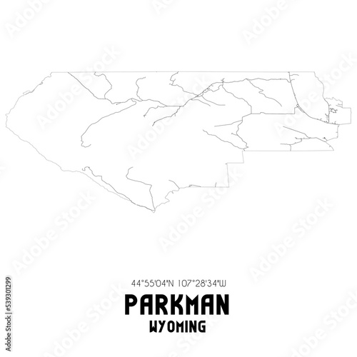 Parkman Wyoming. US street map with black and white lines. photo