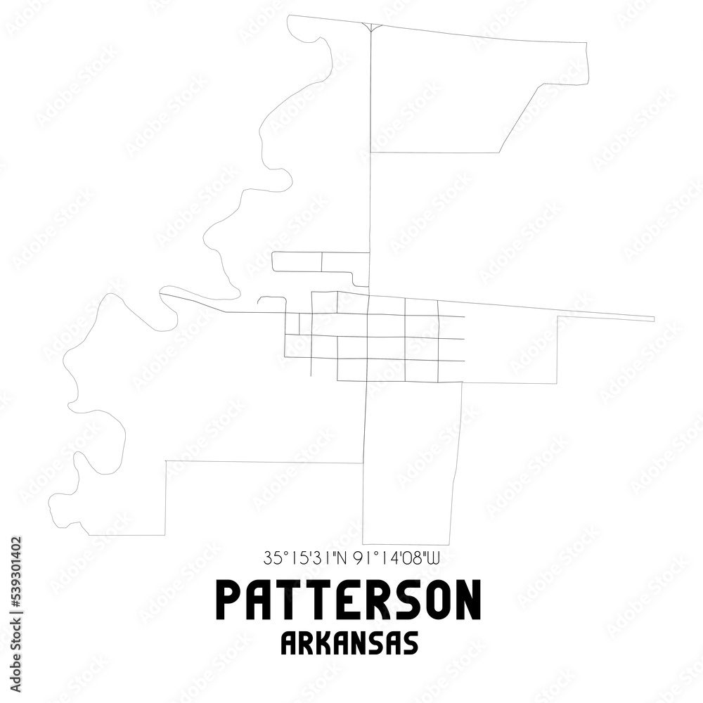 Patterson Arkansas. US street map with black and white lines. Patterson Arkansas. US street map with black and white lines.