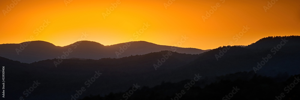 Sunset at Pisgah National Forest in Western North Carolina near Brevard.