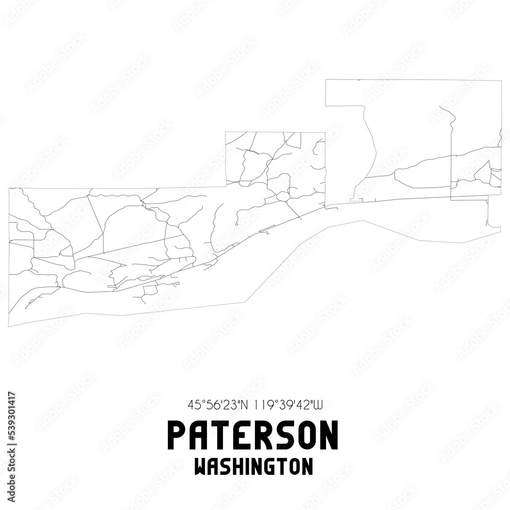 Paterson Washington. US street map with black and white lines