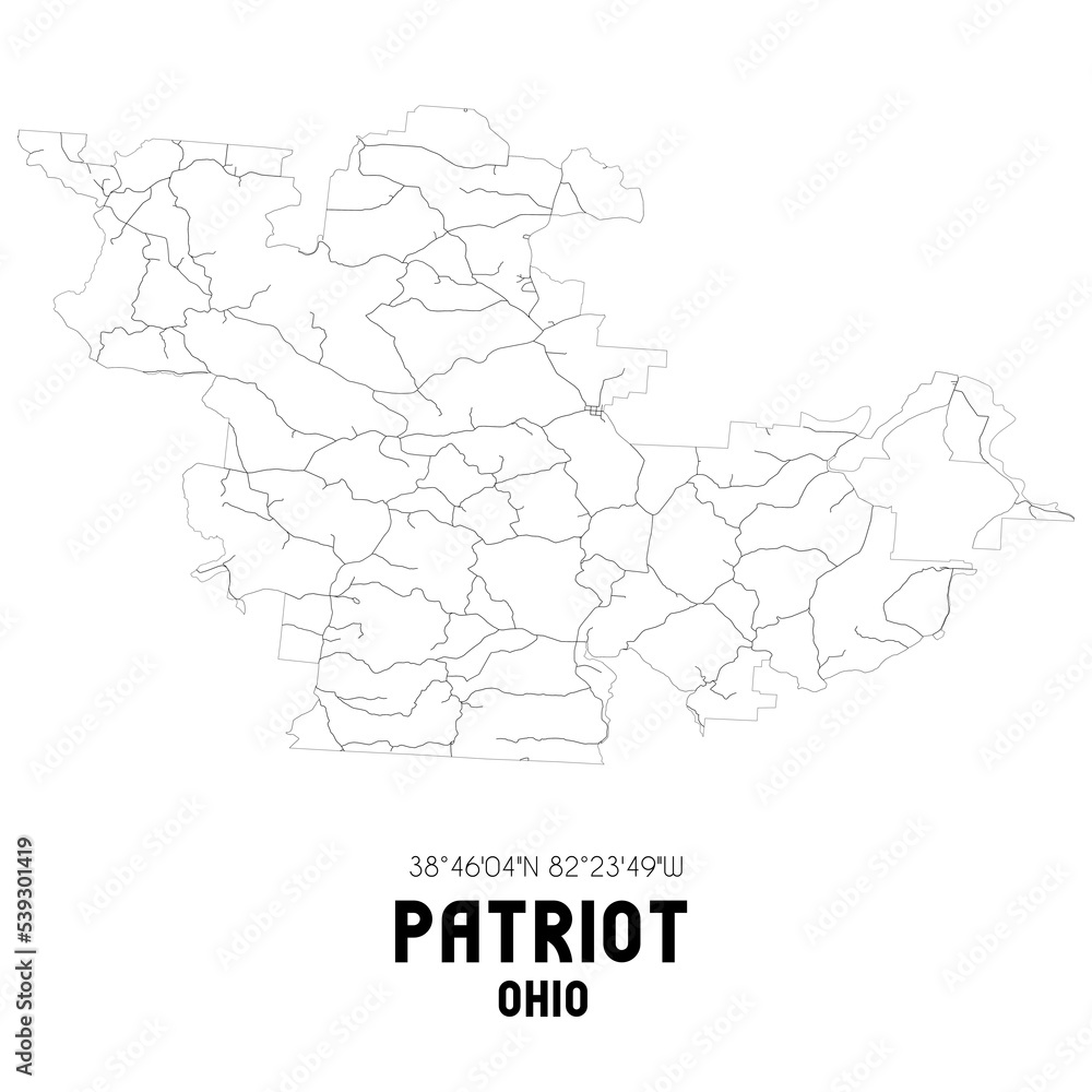 Patriot Ohio. US street map with black and white lines.