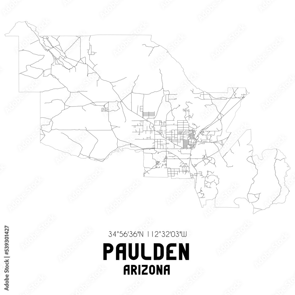 Paulden Arizona. US street map with black and white lines. Paulden Arizona. US street map with black and white lines.