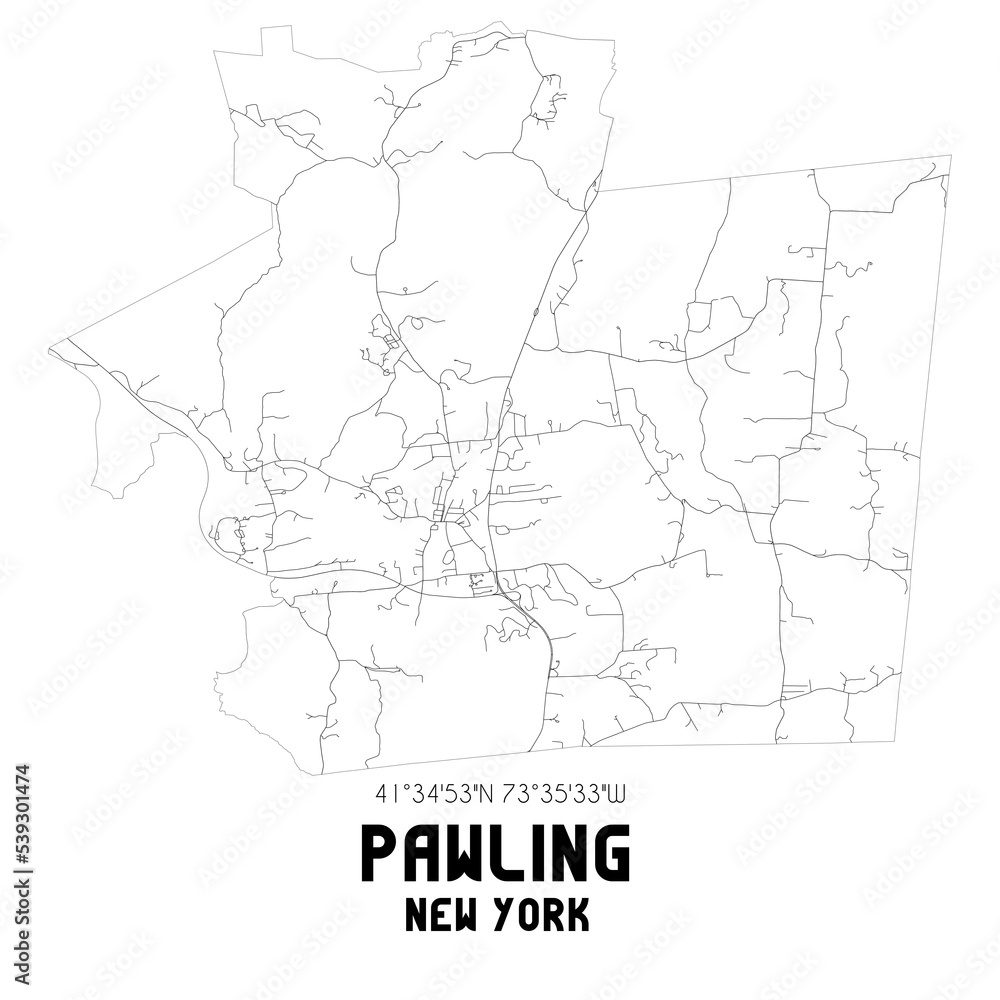 Pawling New York. US street map with black and white lines. Stock Illustration Adobe Stock
