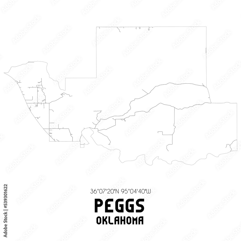 Peggs Oklahoma. US street map with black and white lines. Peggs Oklahoma. US street map with black and white lines.