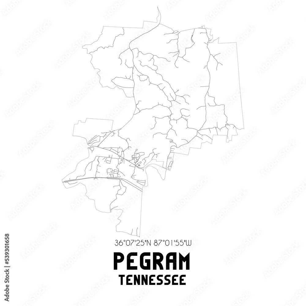 Pegram Tennessee. US street map with black and white lines. Pegram Tennessee. US street map with black and white lines.