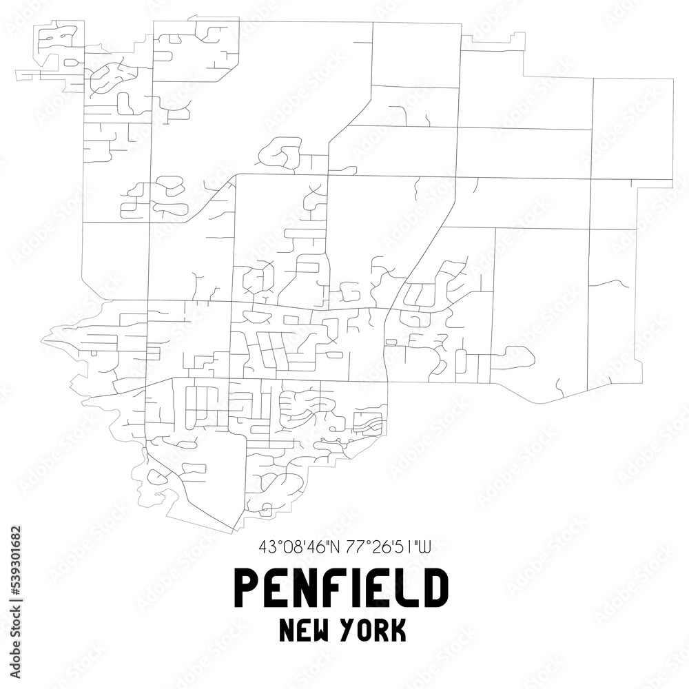 Penfield New York. US street map with black and white lines. Penfield New York. US street map with black and white lines.