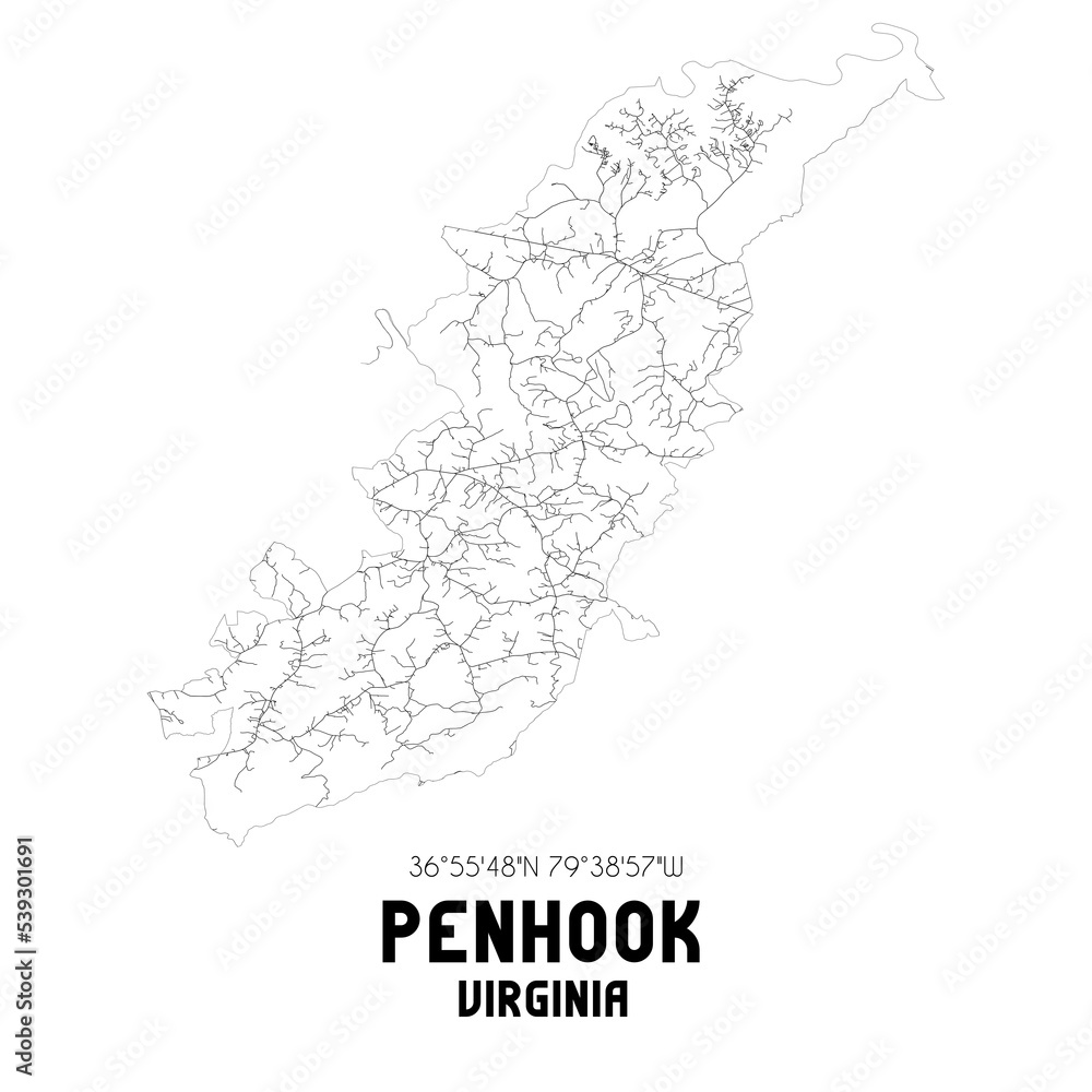 Penhook Virginia. US street map with black and white lines. Penhook Virginia. US street map with black and white lines.