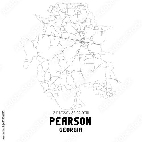 Pearson Georgia. US street map with black and white lines.