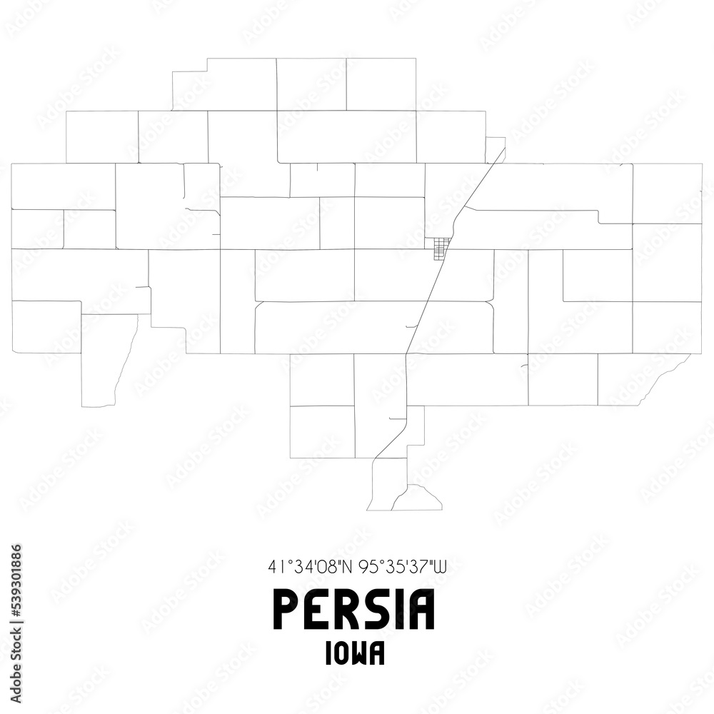 Persia Iowa. US street map with black and white lines. Persia Iowa. US street map with black and white lines.